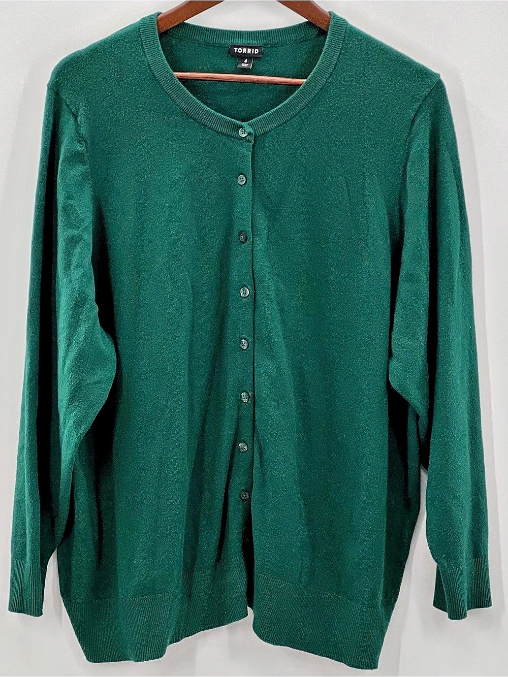 523 Torrid Everyday Soft Cardigan Crew Sweater Green Size 4